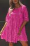 casual non-stretch solid color sequins loose mini dress_Black_Pink_Magenta
