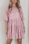 casual non-stretch solid color sequins loose mini dress_Black_Pink