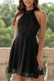 sexy non-stretch patchwork sequins hollow backless mini dress_Black