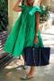 casual plus size non-stretch solid color loose midi dress_Black_White_Pink_Red_Magenta_Green