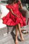 casual plus size non-stretch solid color loose midi dress_Black_White_Pink_Red