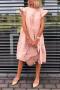 casual plus size non-stretch solid color loose midi dress_Black_White_Pink