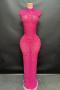 sexy slight stretch rhinestone crew neck sleeveless maxi dress new add colors(size run small)_Black_White_Pink_Red_Magenta