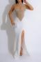sexy plus size slight stretch rhinestone pearl slit mesh patchwork maxi dress_Black_Red_Blue_Beige