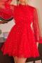 elegant non-stretch mesh see-through moon star sequins mini dress_Black_Red