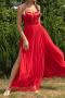 elegant non-stretch mesh patchwork sling backless high-slit maxi dress_Black_Pink_Red