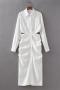 sexy non-stretch 8 colors solid color lapel hollow maxi dress_Black_White