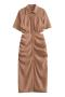 sexy non-stretch 8 colors solid color lapel hollow maxi dress_Black_White_Yellow_Green_Sky Blue_Dark Blue_Khaki _Brown