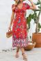sexy plus size non-stretch bohemian v-neck floral batch printing midi dress_Black_Red