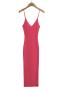 sexy sling stretch stylish v-neck slim knitted split midi dress (size run small)_Black_Red_Magenta