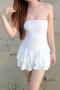 sexy slight stretch 3 colors tube design playsuit_Black_White