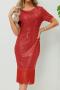 elegant plus size slight stretch tassels sequin  midi dress_Red