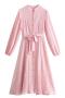 non-stretch single breasted loose casual midi dress with belt (size run small)_Pink