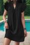 pure color non-stretch 10 colors summer stylish casual mini dress_Black