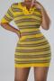 sexy plus size slight stretch stripe knitted orange bodycon mini dress_Red_Yellow