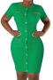 sexy plus size slight stretch knitted orange single-breasted bodycon mini dress_Black_Red_Magenta_Yellow_Orange_Green