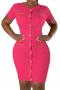 sexy plus size slight stretch knitted orange single-breasted bodycon mini dress_Black_Red_Magenta