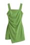 sexy non-stretch solid color sling pleated tight mini dress size run small_Pink_Yellow_Green