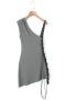 sexy stretch solid color irregular tie skinny mini dress size run small_Black_Gray