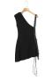 sexy stretch solid color irregular tie skinny mini dress size run small_Black