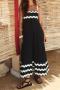 casual plus size non-stretch wave embroidery sling maxi dress#1_Black