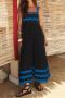 casual plus size non-stretch wave embroidery sling maxi dress#1_Black_Red_Blue