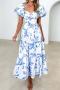 sexy non-stretch floral batch printing off shoulder cutout midi dress_Black_Yellow_Sky Blue