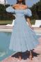 casual non-stretch 6 colors solid color off shoulder midi dress_Black_Pink_Light Green_Green_Sky Blue