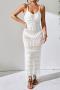 sexy slight stretch 4-color cut-out fit tassel knitted suspender midi dress_Black_White