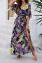 stylish non-stretch flower batch printing loose with belt casual maxi dress_White_Pink_Dark Blue