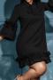 new sexy plus-size non-stretch solid color lace-up ruffle mini dress_Black