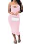 sexy slight stretch 3 colors solid color tube design hollow midi dress_Dark Gray_Pink