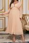 sexy plus size non-stretch solid color chiffon backless midi dress_White_Pink_Rose Red_Beige