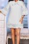sexy plus size slight stretch 5 colors solid color lace-up mini dress_Black_White