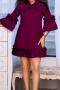 sexy plus size slight stretch 5 colors solid color lace-up mini dress_Black_White_Red_Yellow_Purple