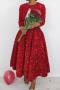 casual plus size slight stretch 5 colors sequin decor crew neck midi dress_Black_Rose Red