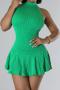 new sexy plus-size slight stretch round neck mini tank dress (with safety pants)_Magenta_Orange_Green