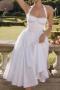 stylish non-stretch solid color halter neck pleated midi dress_White