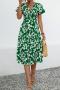 summer new stylish batch printing v-neck slight stretch casual midi dress_Black_Orange_Green