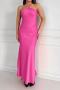 sexy non-stretch solid color sling backless satin maxi mermaid dress_Pink