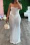 sexy plus-size slight stretch jacquard fabric semi-sheer suspender maxi dress_Black_White