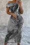 sexy plus size slight stretch 4 colors batch printing off shoulder midi dress_Gray