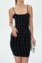 sexy slight stretch solid color sling tight rivet rhinestone mini dress_Black