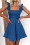 sexy non-stretch denim solid color ruffle decor mini dress_Sky Blue_Blue