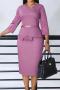 sexy plus size slight stretch 4 colors solid color with belt midi dress_Black_Red_Blue_Light Purple