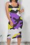 sexy plus size slight stretch camo print slim sling midi dress_Red_Green_Dark Green_Sky Blue_Purple