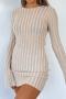 sexy plus size slight stretch cut out knitted backless mini dress(no underwear)_Black_White_Beige