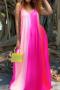 new sexy plus-size slight stretch batch printing suspender maxi dress_Pink