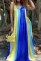 new sexy plus-size slight stretch batch printing suspender maxi dress_Pink_Blue