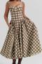 casual non-stretch 4 colors lattice printing sling midi dress_Rose Red_Magenta_Green